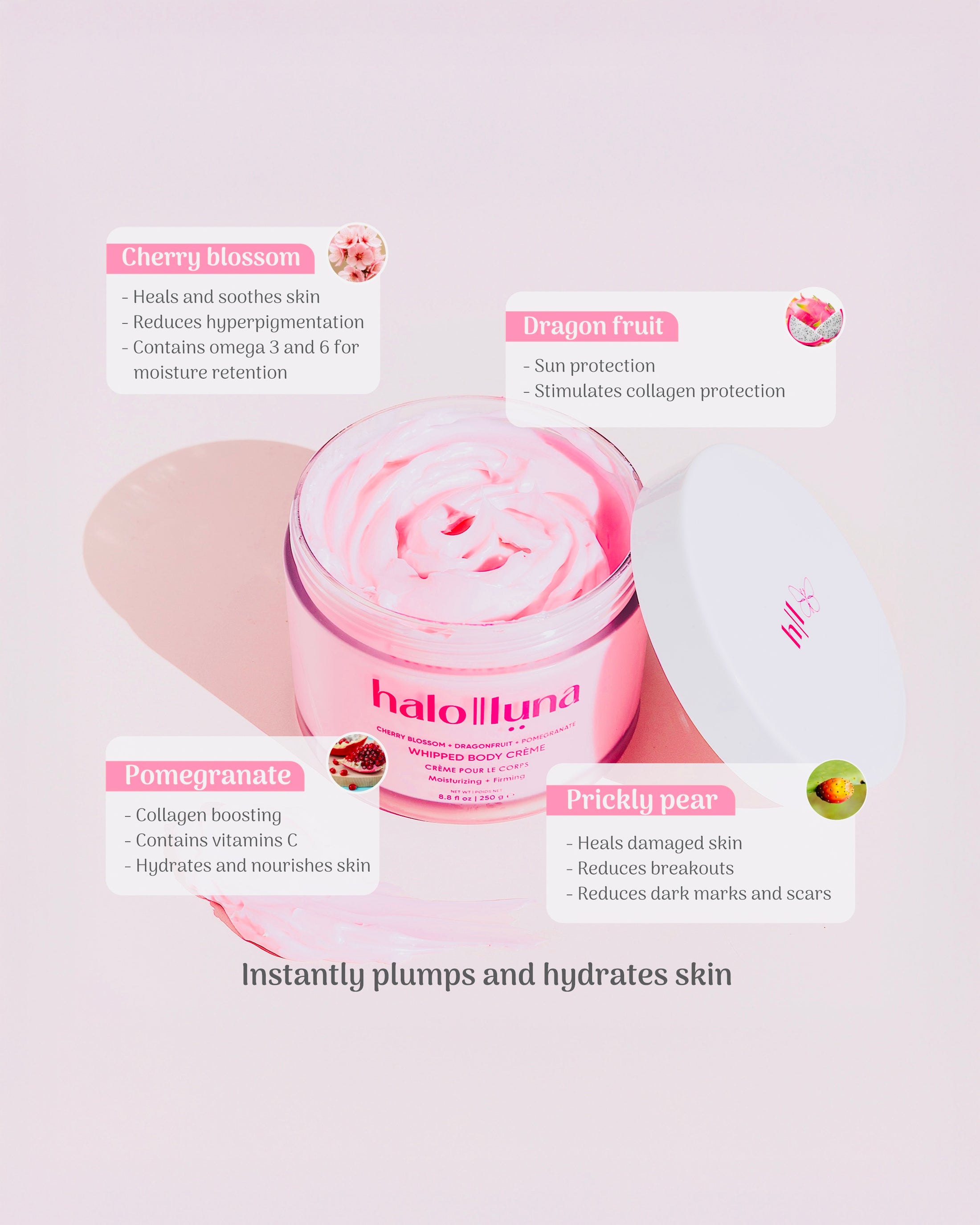 Cherry Blossom + Dragon fruit + Pomegranate Body Crème