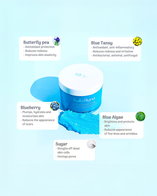 Butterfly Pea + Blue Tansy + Blueberries Exfoliating Body Scrub